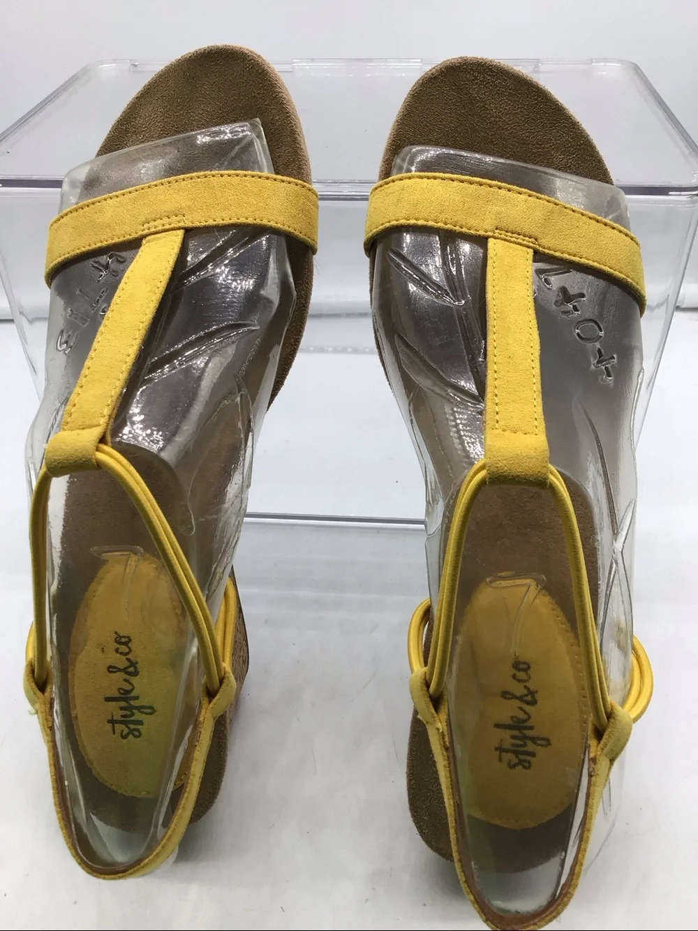 Style & Co Mulan Yellow Strap Cork Wedge Sandal